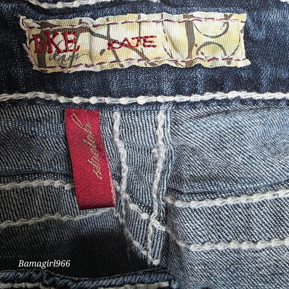 BKE Kate Low Rise Denim Shorts Size 26 Y2K Thick Stitch Buckle Jeans - Picture 2 of 7
